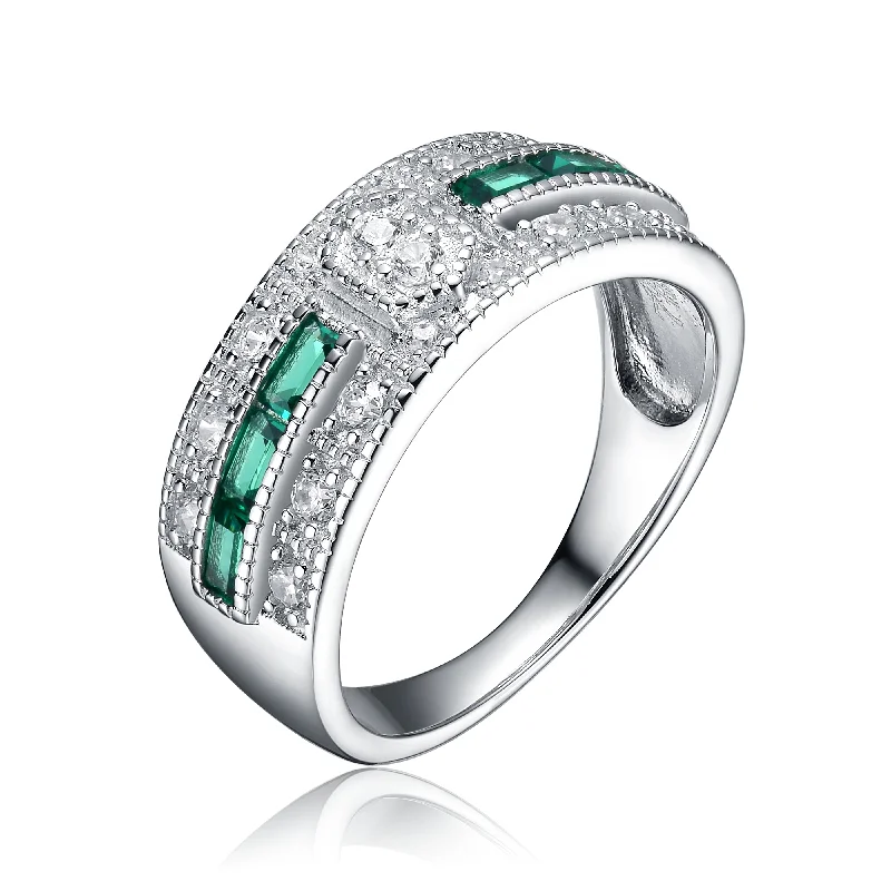 promise rings for women -Les Haudères Emerald Déco Cocktail Ring