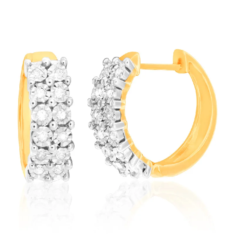 engraved earrings for women -9ct Yellow Gold Delightful Diamond Earrings