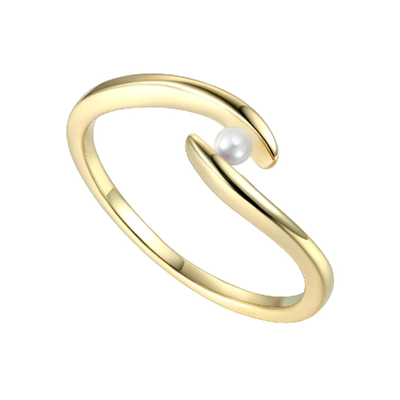 zodiac rings for women -Marguerite Crossover Pearl Wave Stacking Ring