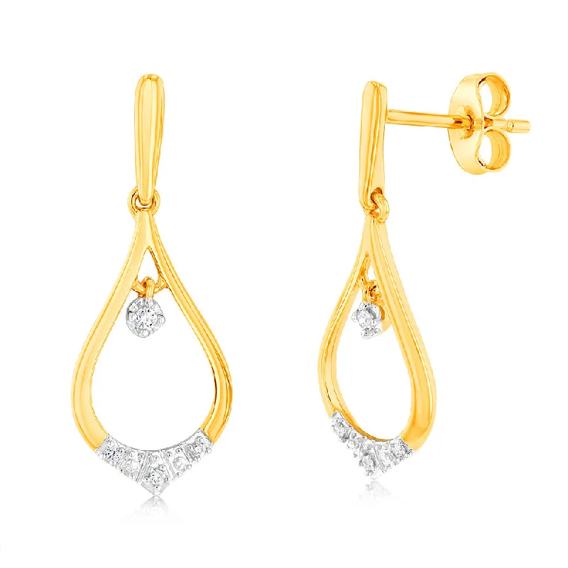 black pearl earrings for women -Luminesce Lab Grown 9ct Yellow Gold 8 Diamonds Drop earrings