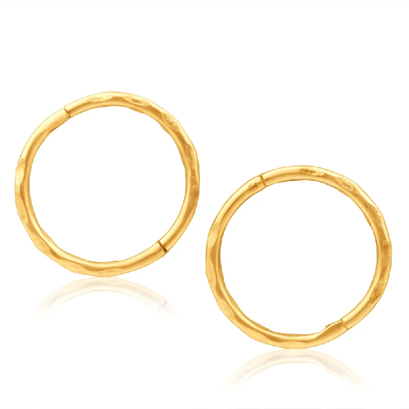 bar earrings for women -9ct Yellow Gold 10mm Faceted Sleepers Earrings