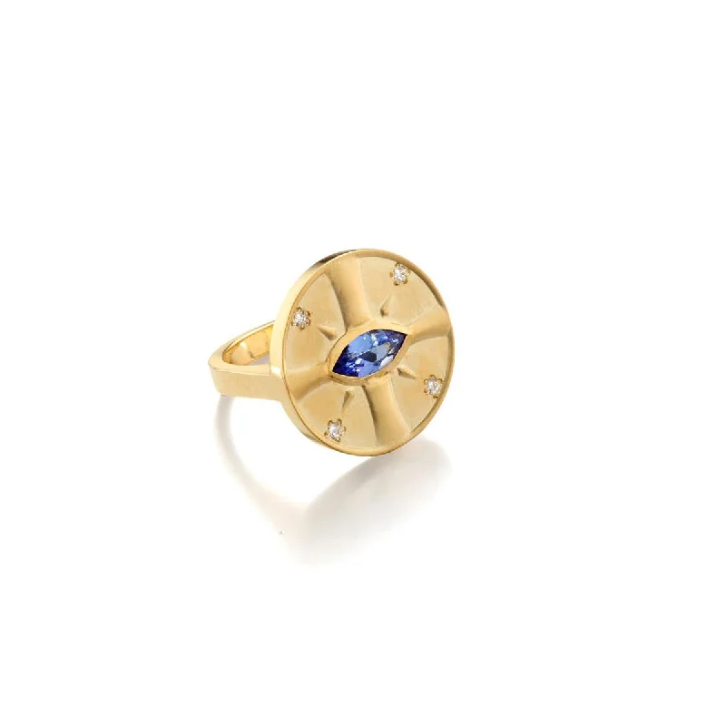 floral rings for women -Eye of the Sun Tanzanite Ring