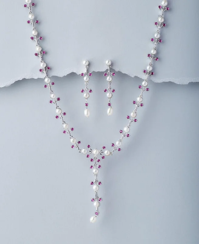 love knot necklaces for women -Floral Real Pearl Necklace Set