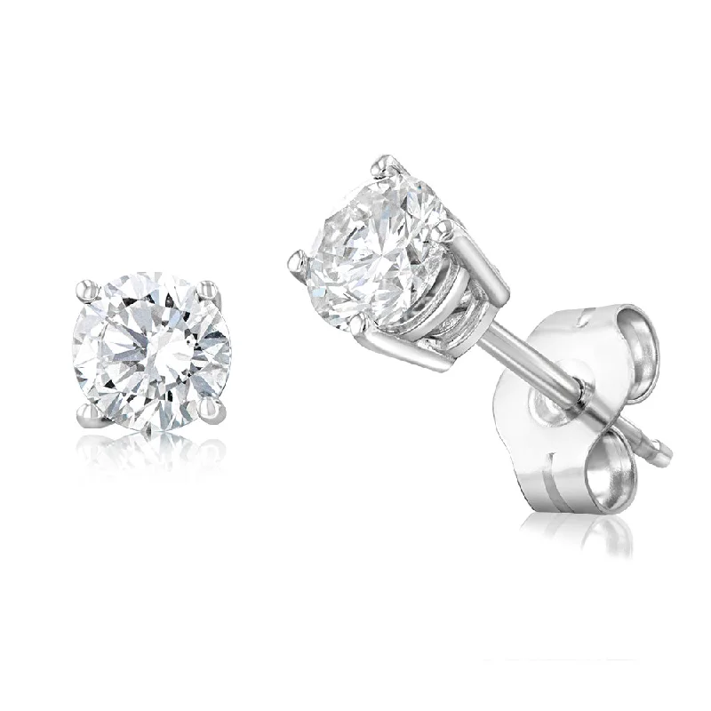 coral earrings for women -Luminesce Lab Grown 1/2 Carat Diamond Solitaire Earrings in 14ct White Gold