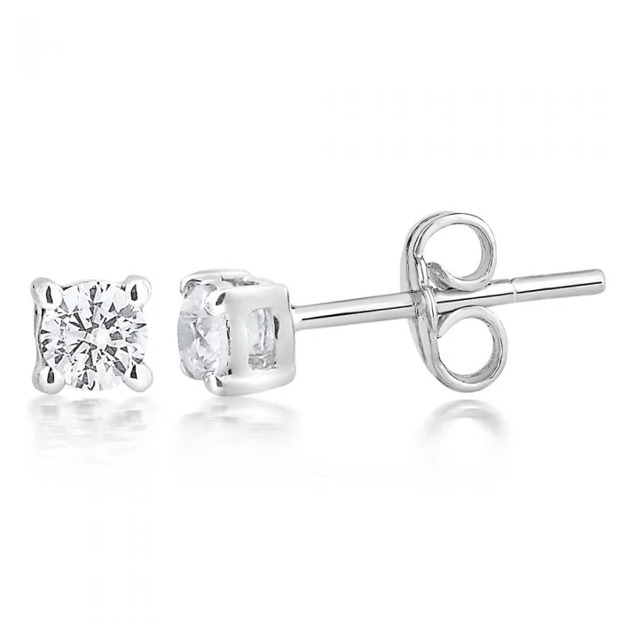 lightweight gold earrings for women -9ct White Gold  0.20 Carat Diamond Stud Earrings