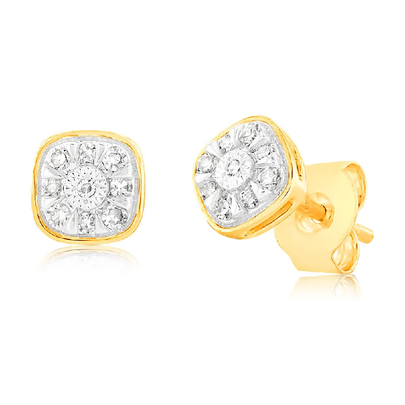 bar earrings for women -Luminesce Lab Grown 1/10 Carat Diamond Stud Earrings in 9ct Yellow Gold