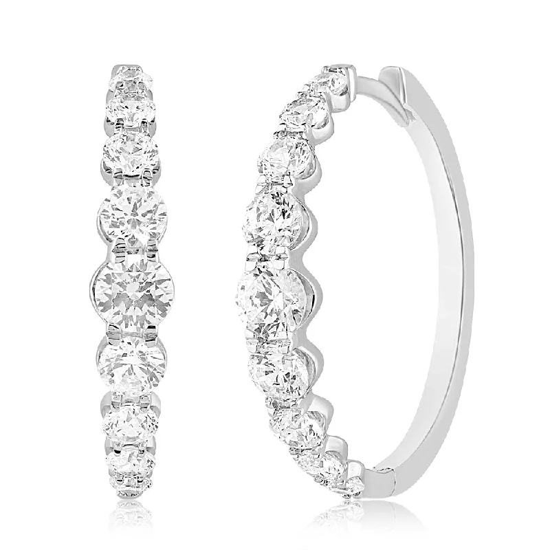 round stud earrings for women -Luminesce Lab Grown 10ct White Gold Hoop Earrings in 2 Carat Diamond