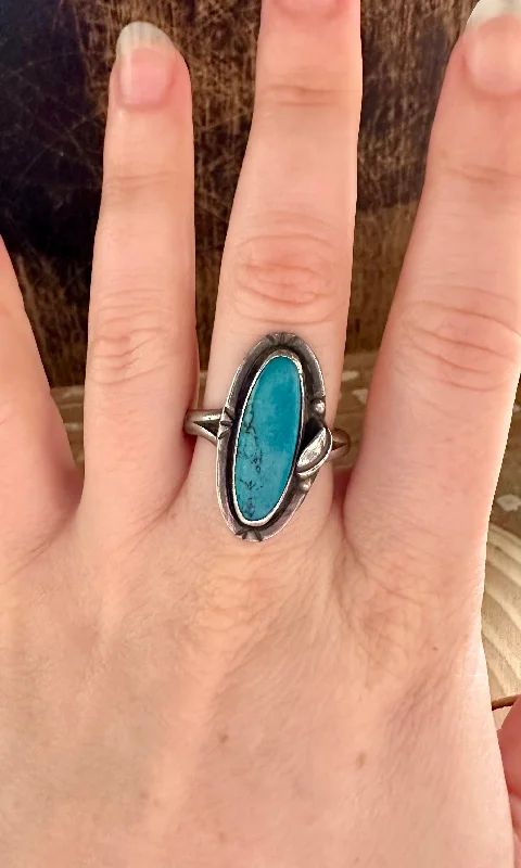 luxury rings for women -FRAMED VINTAGE TURQUOISE Ring • Size 8