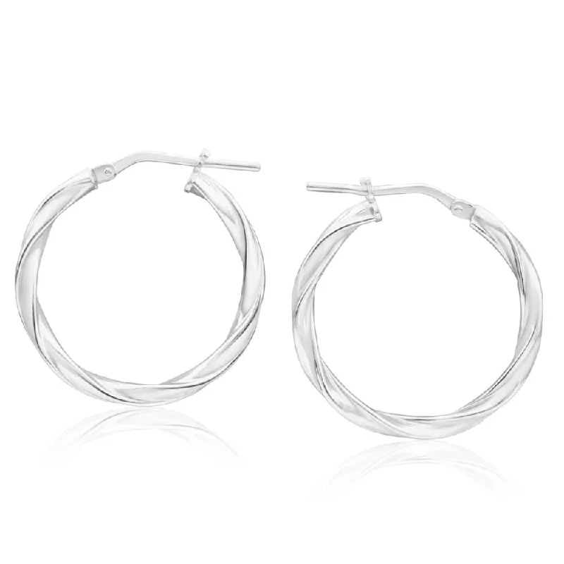 zodiac sign earrings for women -Sterling Silver 20mm Twisted Hoop Earrings