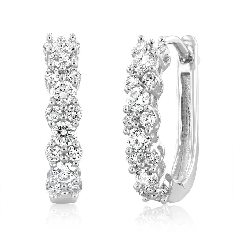 sun earrings for women -Luminesce Lab Grown 1/2 Carat Diamond Hoop Earrings in Sterling Silver