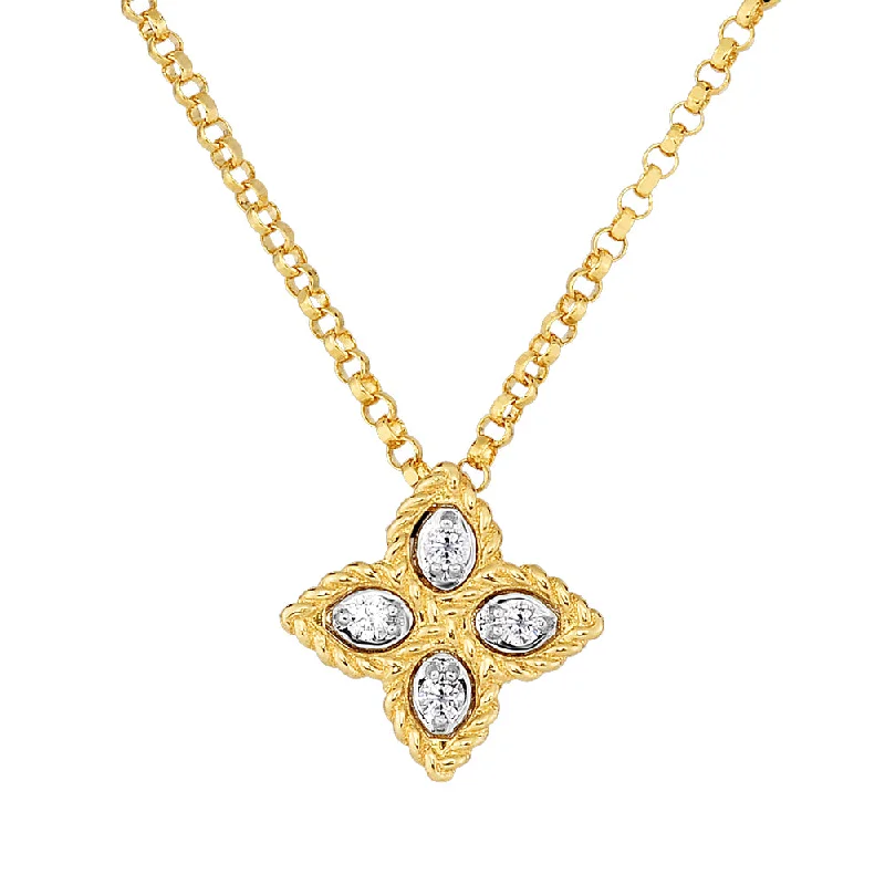 chain necklaces for women -Roberto Coin Princess Flower Diamond Pendant Small 18K Yellow Gold