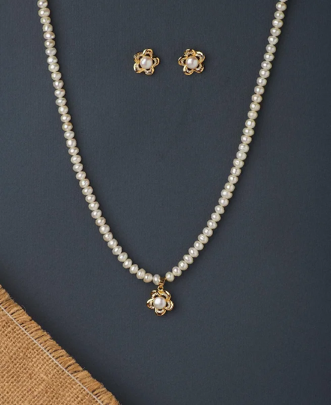 handmade necklaces for women -Floral Real Pearl Necklace Set