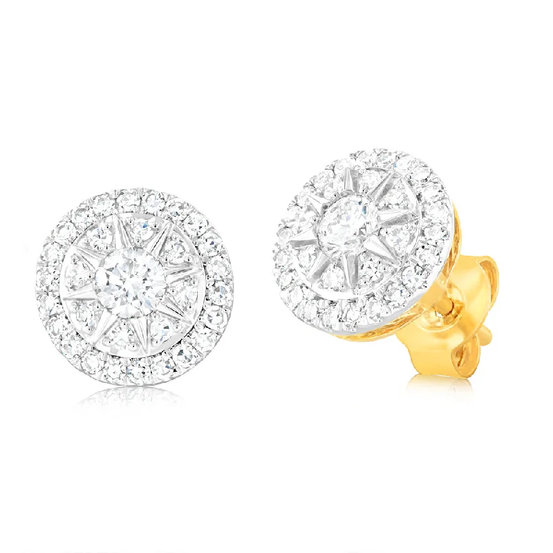 asymmetrical earrings for women -Luminesce Lab Grown 9ct Yellow Gold 0.60 Carat Diamond Stud Earrings