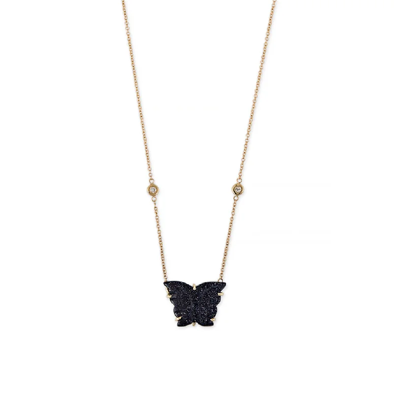 ruby necklaces for women -BLUE GOLDSTONE BUTTERFLY NECKLACE