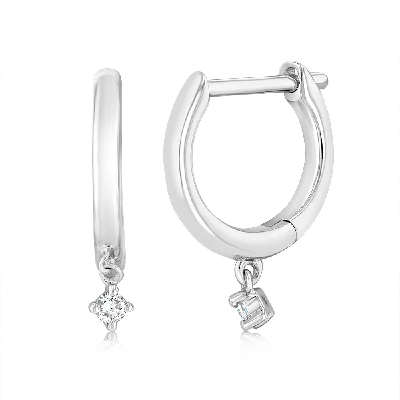 rectangular earrings for women -Luminesce Lab Grown 9ct White Gold Earrings in 2 Diamonds