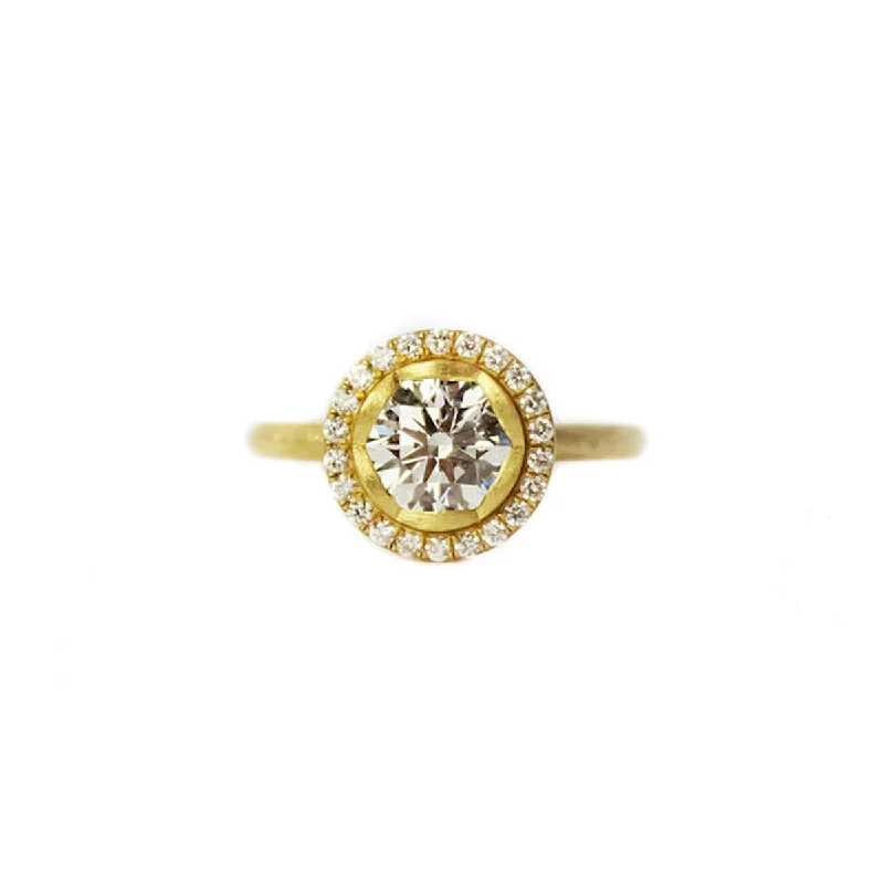 gold rings for women -Signature Petal Halo Ring