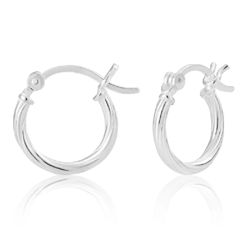 freshwater pearl earrings for women -Sterling Silver 15mm Twist Hoop Earrings