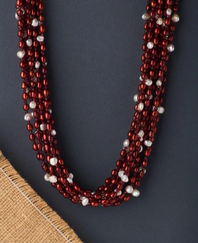 tourmaline necklaces for women -Graceful Maroon Pearl Necklace