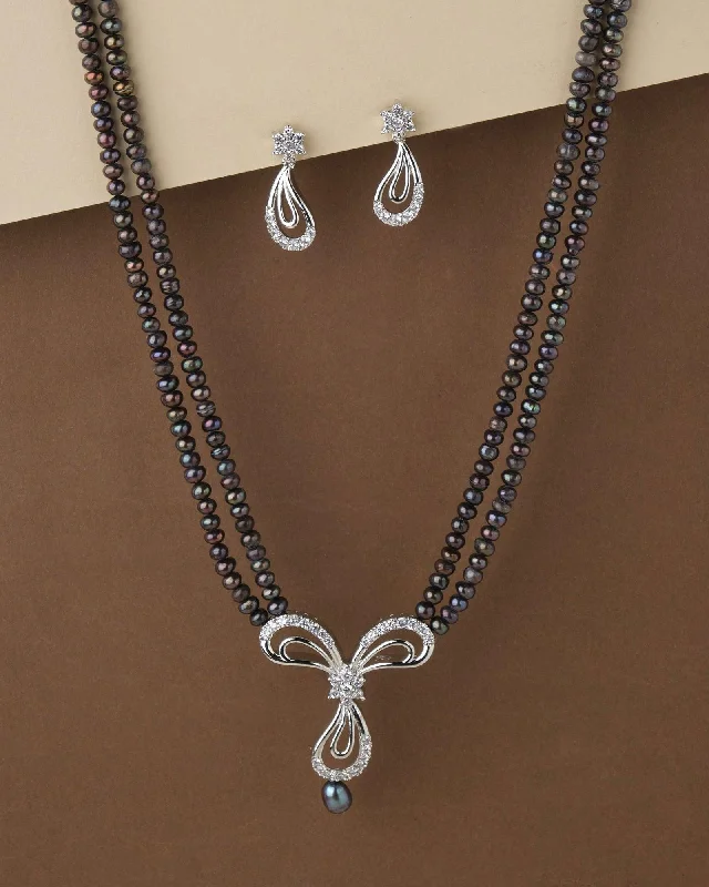 tourmaline necklaces for women -Friends Of Bride Black Pearl Necklace Set