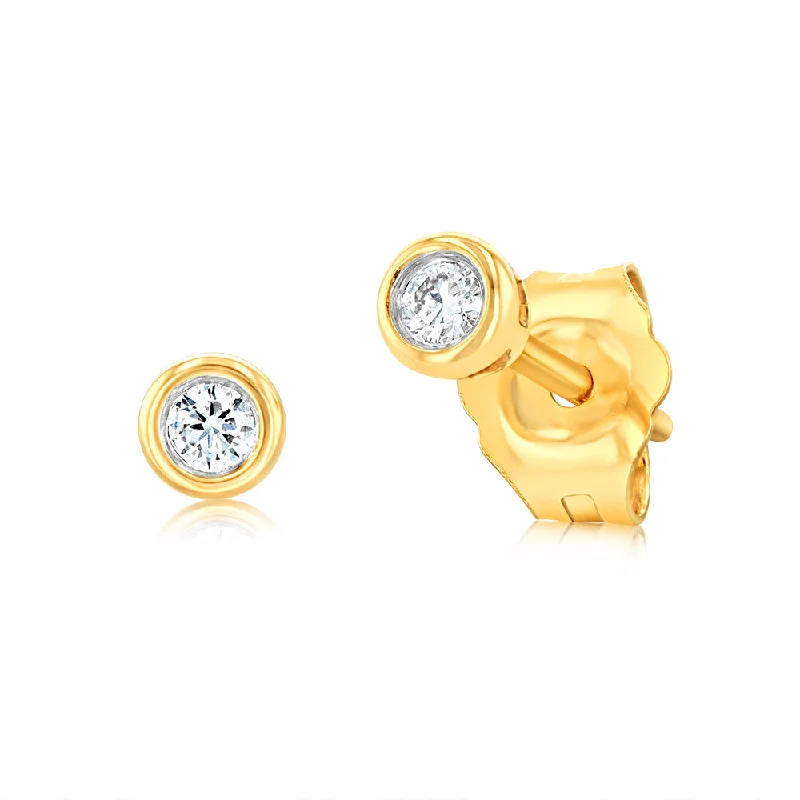 gold hoop earrings for women -Luminesce Lab Grown 9ct Yellow Gold Diamond Bezel Set Earrings