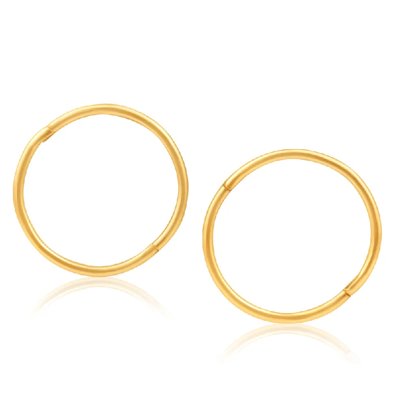 hypoallergenic earrings for women -9ct Yellow Gold Plain 16mm sleepers  Earrings