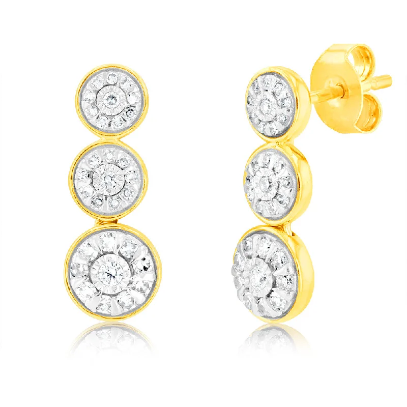 threader earrings for women -Luminesce Lab Grown 1/3 Carat Diamond Drop Earrings in 9ct Yellow Gold