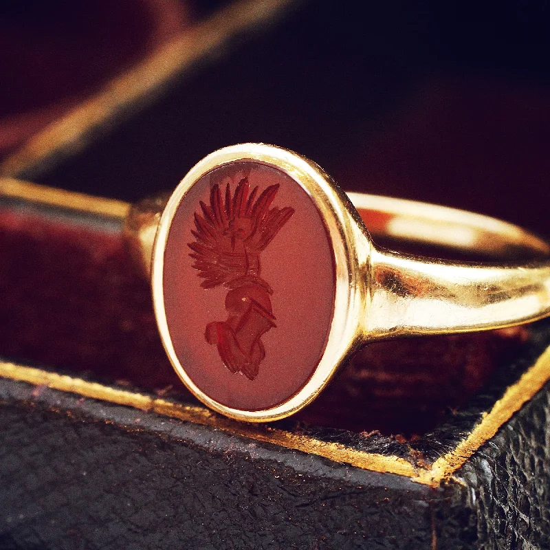 stackable rings for women -Roman Styled Carnelian Intaglio Signet Ring