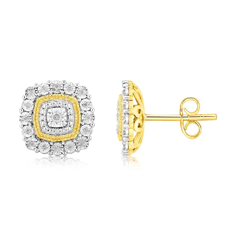 high-end earrings for women -9ct Yellow Gold 1/6 Carat Diamond Stud Earrings