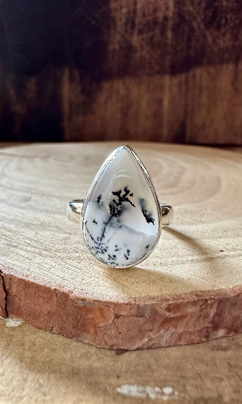 antique rings for women -FOREST DENDRITIC OPAL Sterling Silver Ring • Size 8