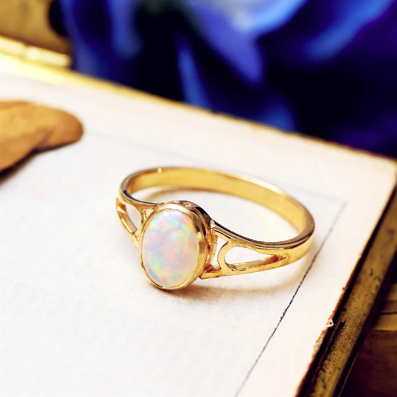 cubic zirconia rings for women -Edwardian Style Fiery Crystal Opal Ring