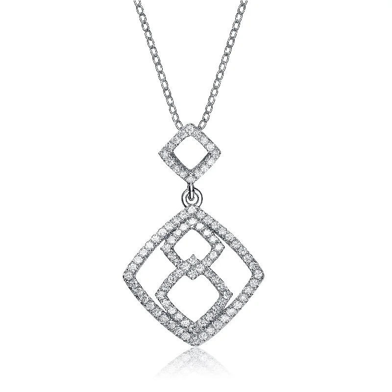 chain necklaces for women -Sterling Silver White Cubic Zirconia Pendant