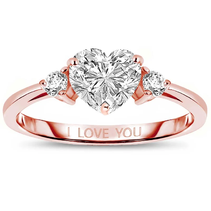 vintage rings for women -Rose Gold Plated "I Love You" Ring