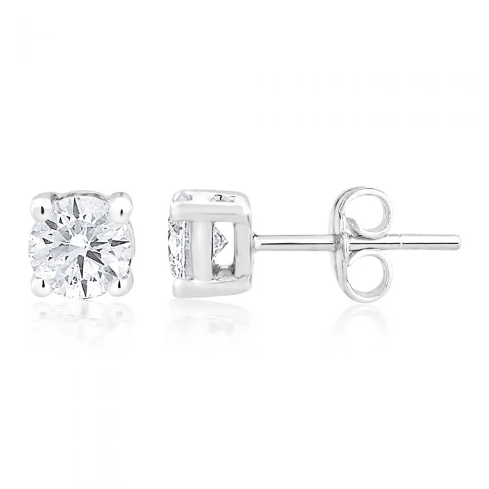 floral earrings for women -9ct White Gold 1/2 Carat Diamond Stud Earrings