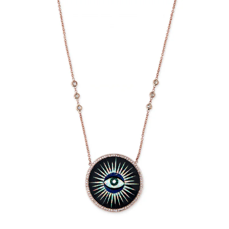 religious necklaces for women -PAVE ONYX INLAY EYE NECKLACE