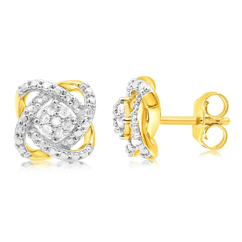 asymmetrical earrings for women -Gold Plated Sterling Silver Stud Earrings in 1/5 Carat Natural Diamonds