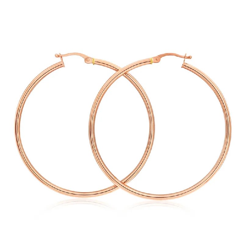 oversized hoop earrings for women -9ct Rose Gold Plain 40mm Hoop Earrings European made