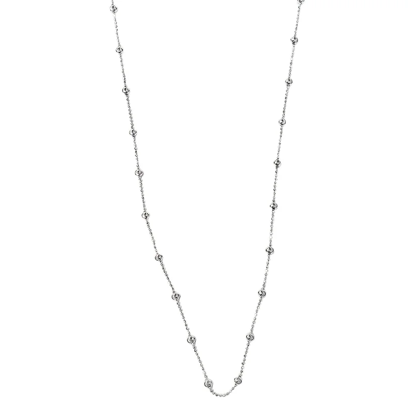 two-tone necklaces for women -Moon-Cut Ball Chain (Silver)