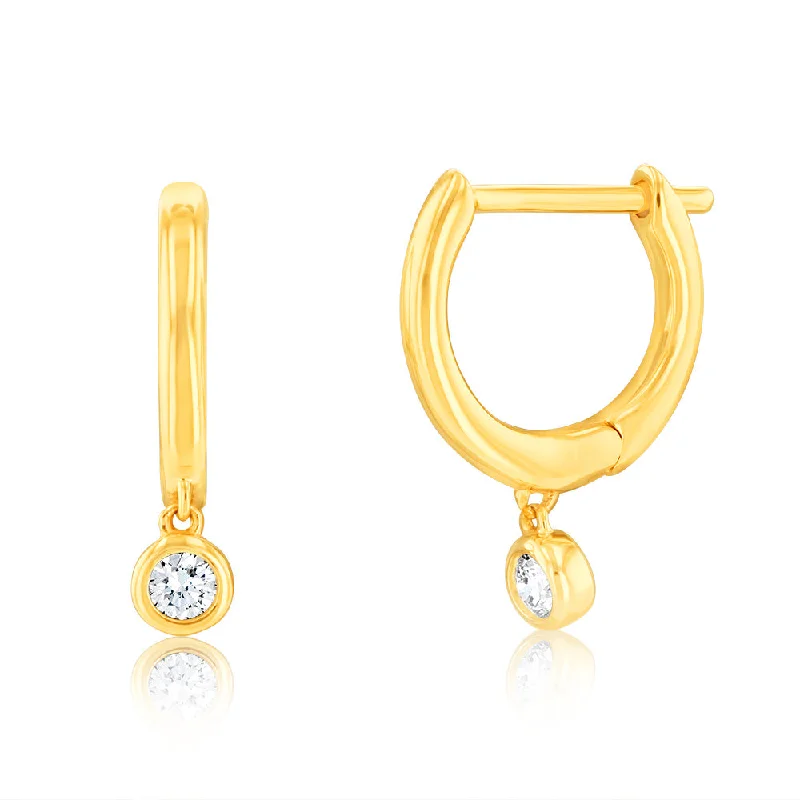 geometric earrings for women -Luminesce Lab Grown 9ct Yellow Gold Drop Earrings in 2 Diamonds