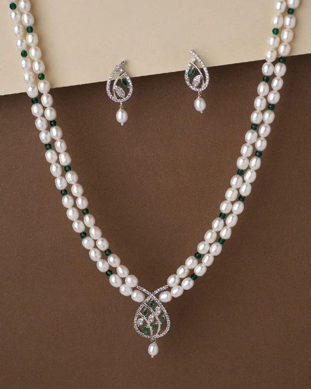 classic silver chains for women -Gorgeous Pearl Necklace Set