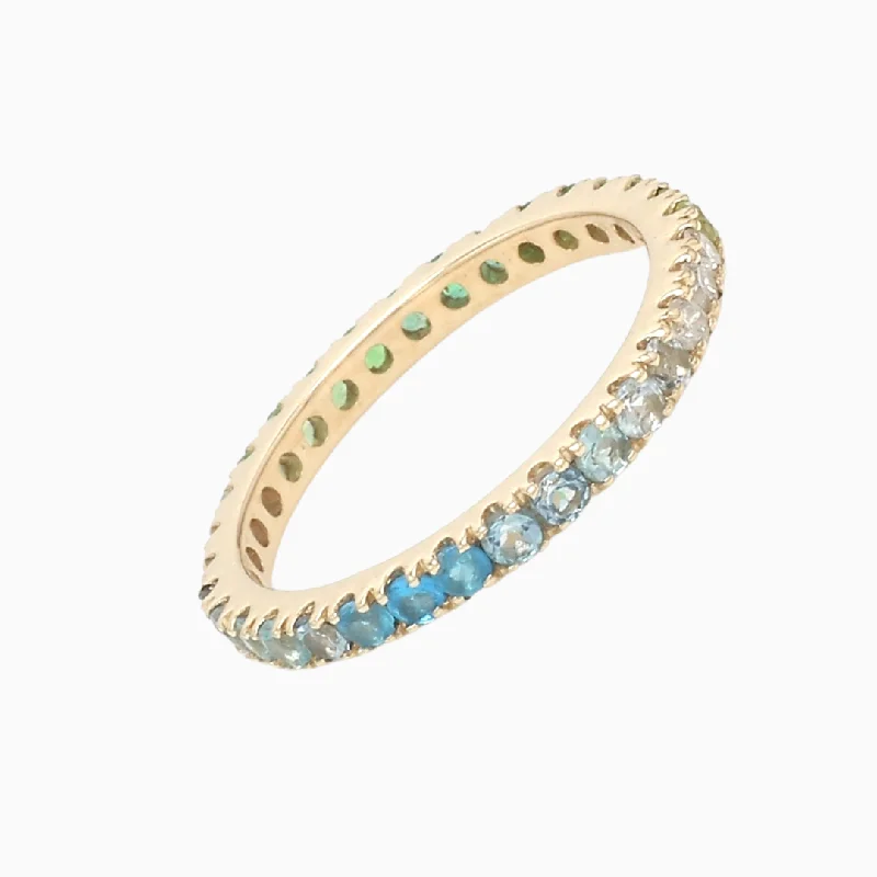 bold statement rings for women -Blue & Green Ombre Gemstone Ring