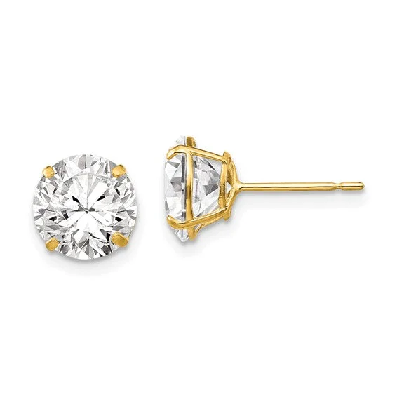 handcrafted earrings for women -14K 8MM Cubic Zirconia Stud Earrings