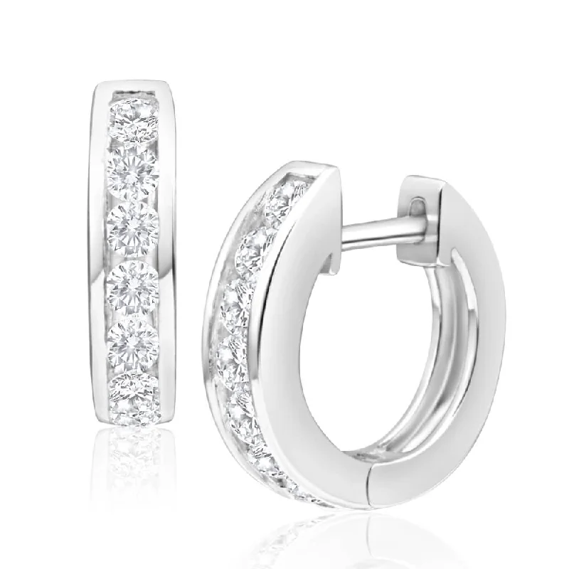 cubic zirconia earrings for women -Sterling Silver Zirconia Huggies Hoop Earrings