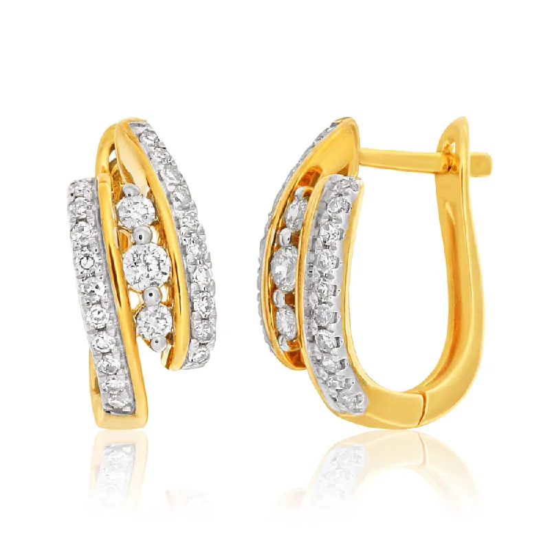 stud earrings for women -9ct Yellow Gold 1/3 Carat Diamond Earrings