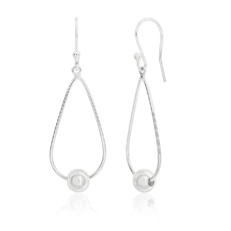 wedding earrings for women -Sterling Silver Teardrop Bead Ball Drop Earrings