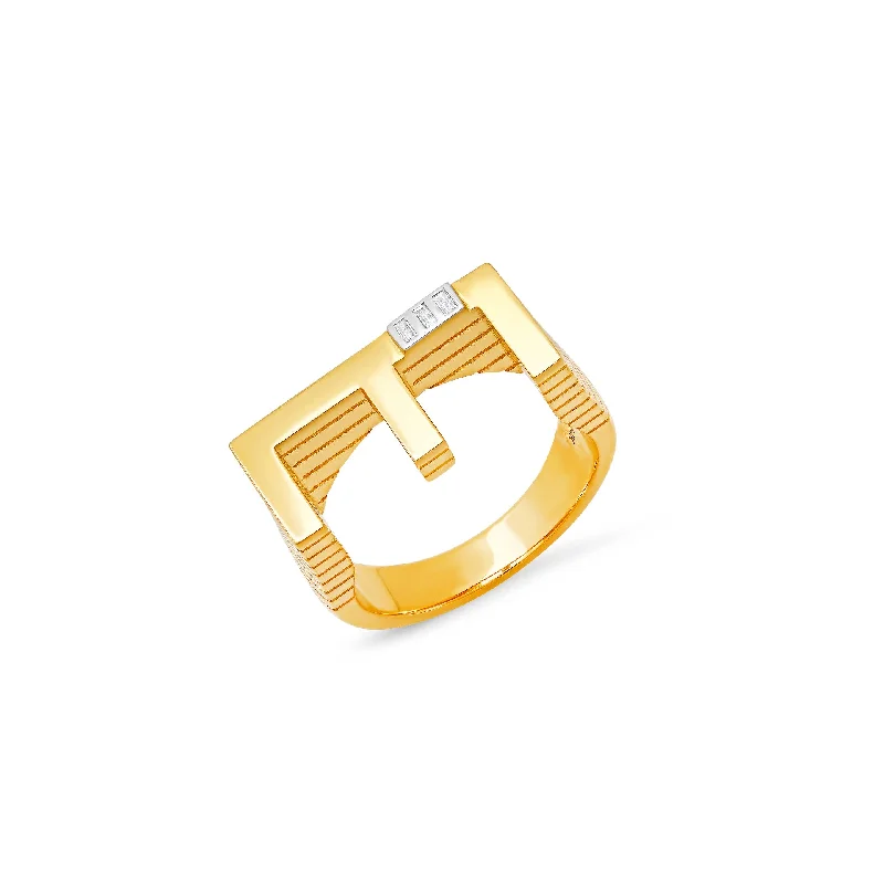 fashion rings for women -Gradnsize Chunky Initial Ring "E"