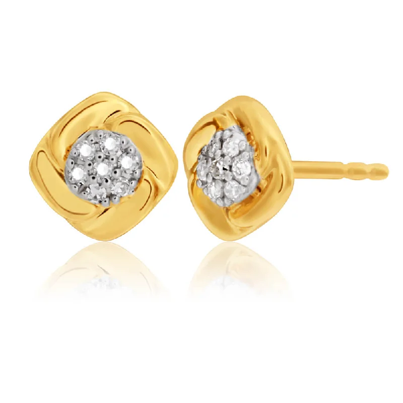 freshwater pearl earrings for women -9ct Yellow Gold Gorgeous Diamond Earrings