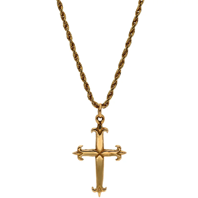 infinity knot necklaces for women -14K Yellow Gold Cross Pendant with Gold Rope Chain