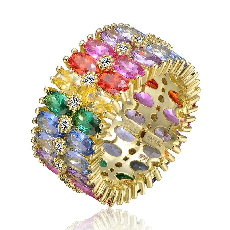 comfort fit rings for women -Arc-en-Ciel Rainbow Cubic Zirconia Cluster Ring