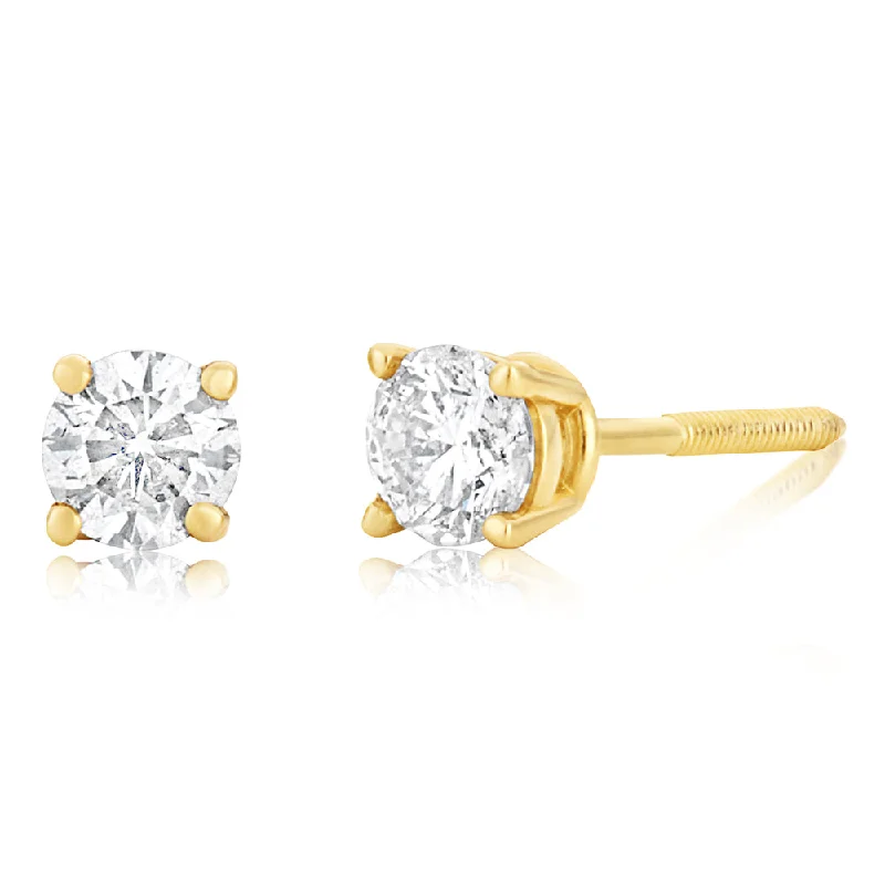 zodiac sign earrings for women -14ct Yellow Gold 0.3 Carat Diamond Stud Earrings with Screw Back Butterfly