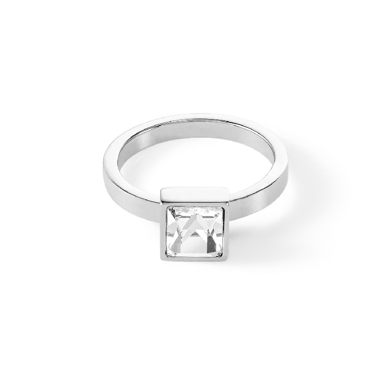 infinity rings for women -Brilliant Square big ring silver crystal